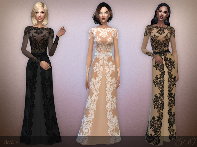 Lace long dress for The Sims 4 (2)